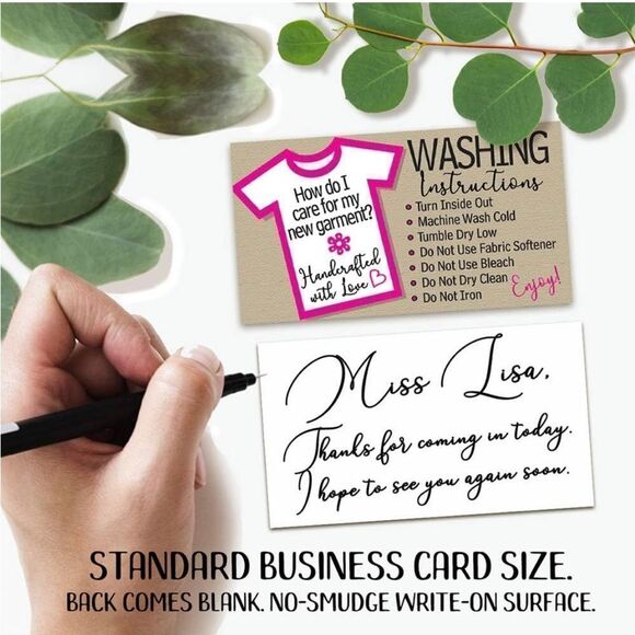 Line Star Art -Washing Instructions - Business Cards - 3.5" x 2" Standard Busine - Picture 7 of 8